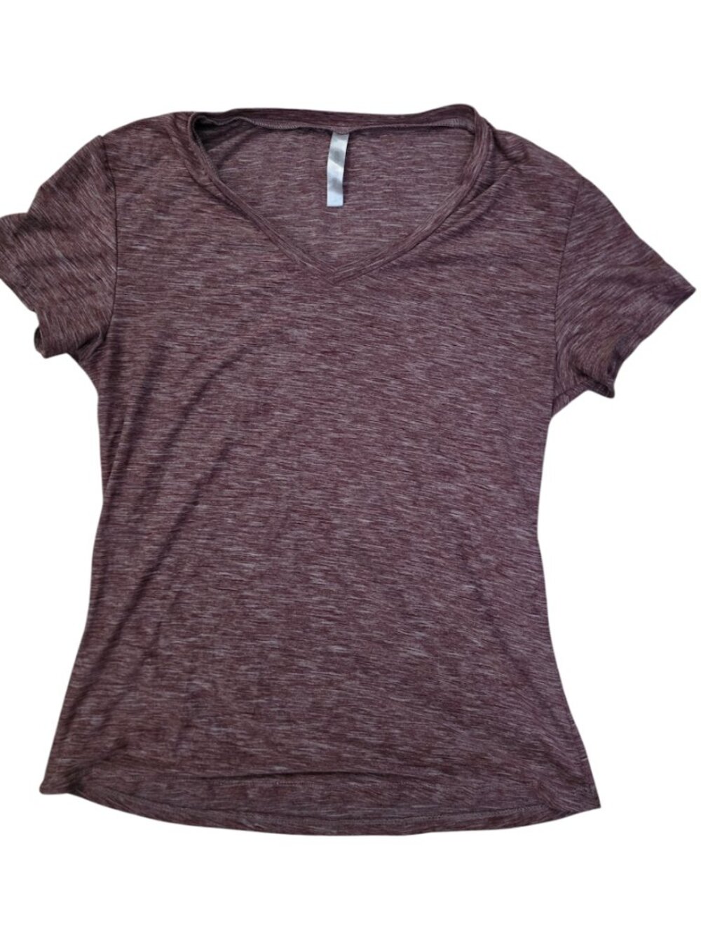 Ebb & Flow V-Neck Heathered Burgundy Athletic T-Shirt Size Small